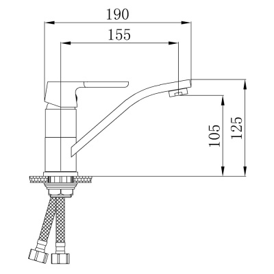 Смеситель для кухни Ростовская Мануфактура Сантехники SL123BL-004F-15 Черный Хром
