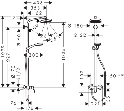 Душевая система Hansgrohe Crometta 27266400 Хром Белая