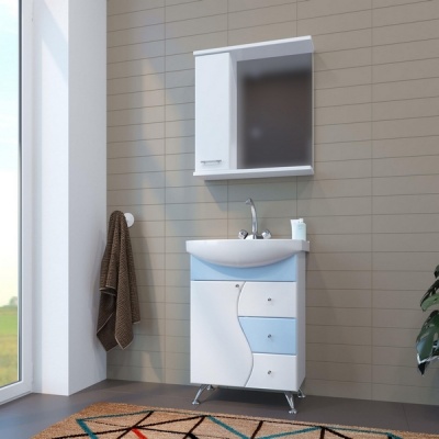 Тумба под раковину Mixline Венеция 60 530452 Белая Голубая