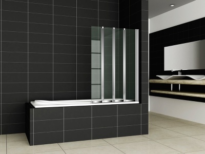 Шторка на ванну Cezares Pratico V-4 100x140 профиль Хром стекло прозрачное