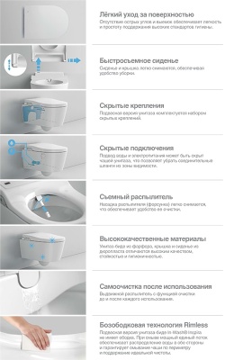 Унитаз биде Roca Inspira 803060001 подвесной с сиденьем Микролифт