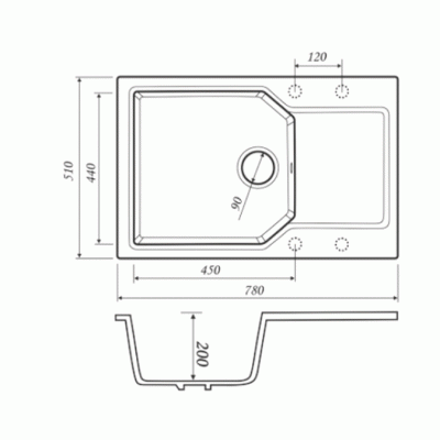 Кухонная мойка Kaiser KMM-5178/5078-Bl-S Black Silver