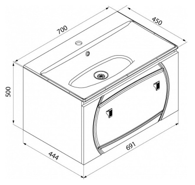 Тумба с раковиной Iddis Rise 70 подвесная Белая