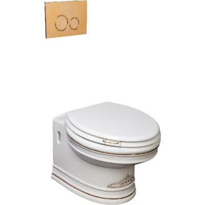 Унитаз Boheme Puro 954-G подвесной Белый с узором Золото без сиденья