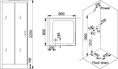 Душевая кабина Grande Home WS136L/S6/BB 80x80
