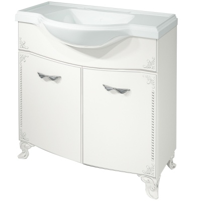 Тумба под раковину Какса-А Классик-Д 80 004067 Белая Серебро