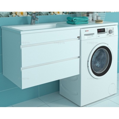 Тумба с раковиной СанТа Марс 130 L 700263+900114 подвесная Белая