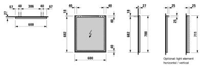 Зеркало Laufen Frame 25 60 4.4740.2.900.144.1 с алюминиевой рамкой