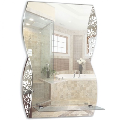 Зеркало Mixline Шарм Аква 40 529383 с полкой с пескоструйным рисунком