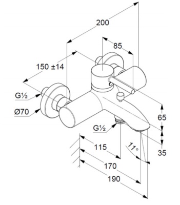 Смеситель для ванны Kludi Bozz 386913976 Черный