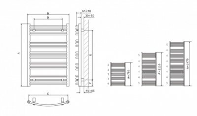 Полотенцесушитель Terma Domi белый 786х500 мм