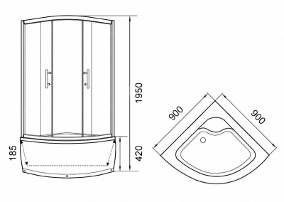 Душевой уголок Parly ZS90 90х190 профиль Полированный алюминиевый стекло матовое