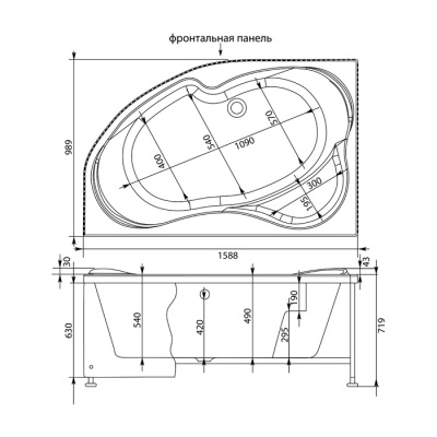 Акриловая ванна Aquanet Capri 170x110 без гидромассажа L