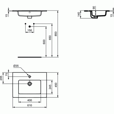 Раковина Ideal Standard Tempo 61 E066801 Белая