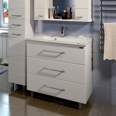 Тумба с раковиной СанТа Омега 80 3 ящика Белая