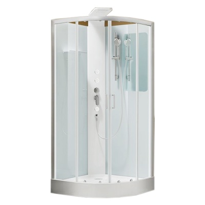 Душевая кабина Aquanet Passion R 90x90 радиальная профиль Серебро задняя стенка Белый матовый