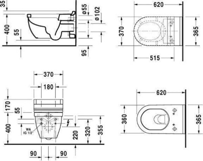 Унитаз Duravit Starck 3 2226590000 подвесной без крышки-сиденья