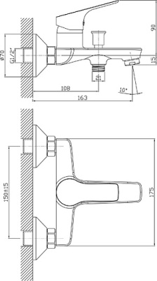 Смеситель для ванны Orange Dia M45-100cr Хром