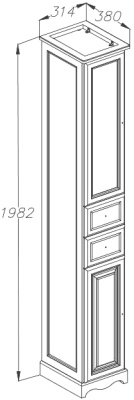 Шкаф пенал Opadiris Риспекто 30 L Z0000009594 Слоновая кость ручки Бронза