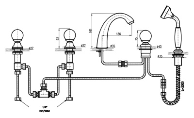 Смеситель на борт ванны Rav Slezak Brilliance176.5P хром