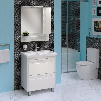 Тумба с раковиной Runo Вега 70 Белая