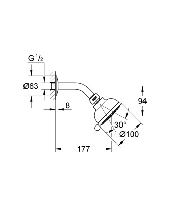 Верхний душ Grohe New Tempesta Rustic 26089001 Хром