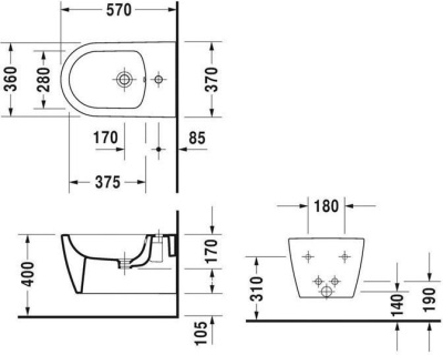 Биде Duravit ME by Starck 2288150000 подвесное Белое