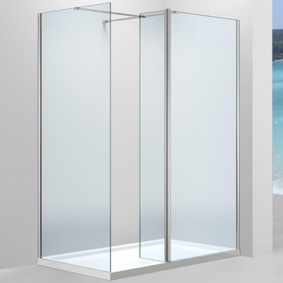 Душевая перегородка Black&White Stellar Wind S601-2+SD6+SB6 прямоугольная профиль Серебристый хром стекло прозрачное