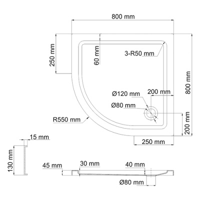Акриловый поддон для душа WasserKRAFT Isen 26T 80x80x17 Белый