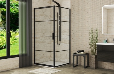 Душевой уголок Bravat Black Line 90x90 BS090.2115B профиль Черный стекло прозрачное