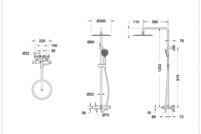 Душевая система Bravat Waterfall SS F639114C-A5-RUS Хром