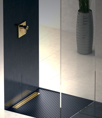 Душевой лоток Berges Wasserhaus Top Stark 700 092150 с решеткой Золото глянец