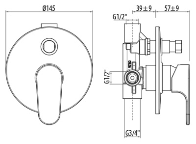 Смеситель для душа Gattoni H2Omix1000 1034 хром