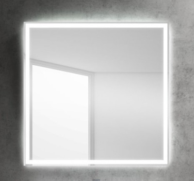 Комплект мебели для ванной BelBagno SET-KRAFT-800-BO-C-BB344-LOY-GRT-800/800 с зеркалом и смесителем Bianco Opaco, столешница - Cemento (без нанесения узора)