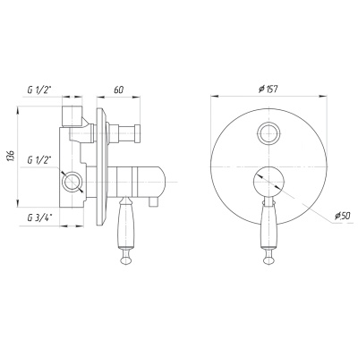 Смеситель для душа Migliore Oxford ML.OXF-6378 с термостатом Хром ML.OXF-6378.BI.CR