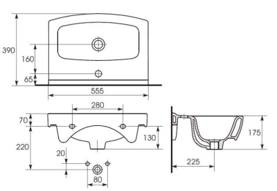 Тумба c раковиной Bellezza Анкона 55 подвесная Белая