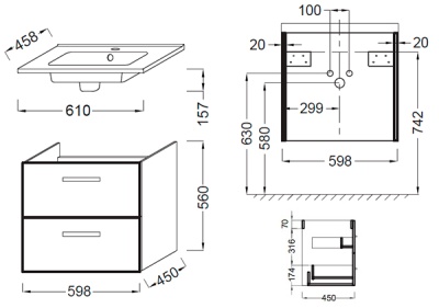 Тумба под раковину Jacob Delafon Ola 61 EB390RU-N14 подвесная Серый антрацит