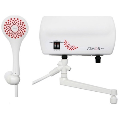 Водонагреватель проточный Atmor Basic+ 5 с душем и краном Белый