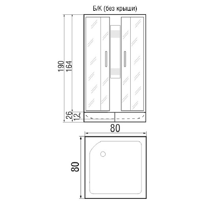 Душевая кабина River Neva 80x80x26 МТ Б/К 10000001285+10000002254 с поддоном