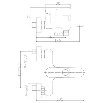 Смеситель для ванны и душа Rossinka RS33-31 Хром