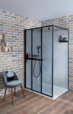 Душевая стенка Jacob Delafon Nouvelle Vague 40 E94WS40-VTG профиль Черный матовый стекло тонированное