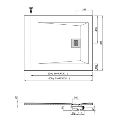 Душевой поддон из искусственного камня Sanitana Rocks 100x80 SP3013E8320100590 Антрацит Душевой поддон из искусственного камня Sanitana Rocks 100x80 SP3013E8320100590 Антрацит