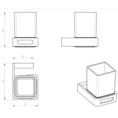 Стакан для зубных щеток Boheme Q 10944-G-B Черный Золото
