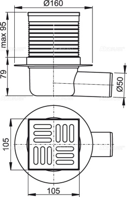 Душевой трап Alcaplast APV1 с решеткой Хром