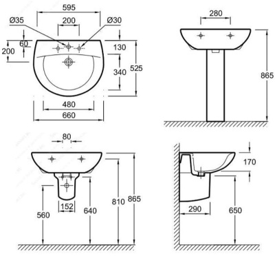 Раковина Jacob Delafon Patio 66 E1998G-00 Белая
