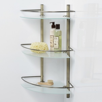 Стеклянная полка WasserKRAFT Exter K-3533 угловая Светлая бронза