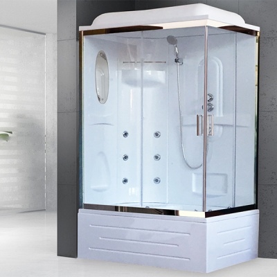 Душевая кабина Royal Bath BP 100х80 RB8100BP2-T-CH-L с гидромассажем стекло прозрачное задняя стенка Белая