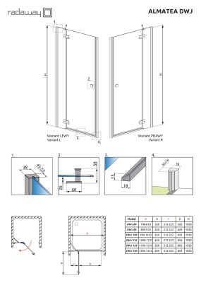 Душевая дверь в нишу Radaway Almatea DWJ 120 L профиль Хром стекло прозрачное
