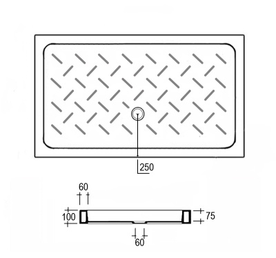 Керамический душевой поддон RGW CER CR-147 70x140x10 Белый
