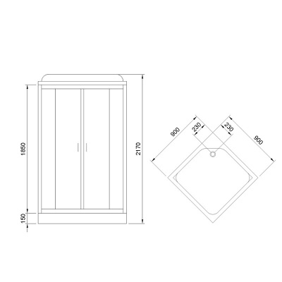 Душевая кабина Royal Bath HP 90х90 RB90HP6-WT-CH стекло прозрачное задняя стенка Белая